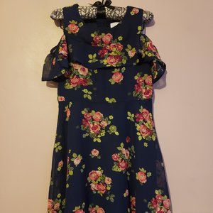 Place Girls Size 6X/7 Floral Blue Dress - Pre-Owned